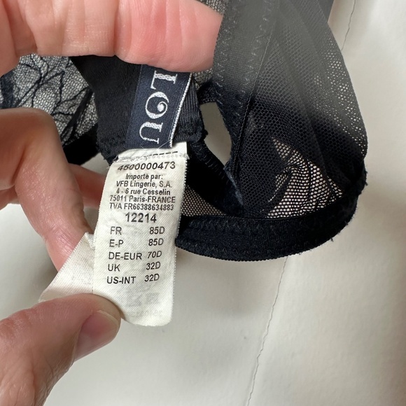 LOU lace bra, Black Sheer Lingerie with Sparkly lurex frill, 32D - Picture 14 of 16
